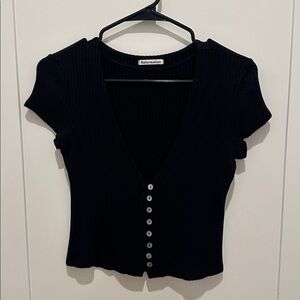 Reformation Black Ribbed Crop Top - M